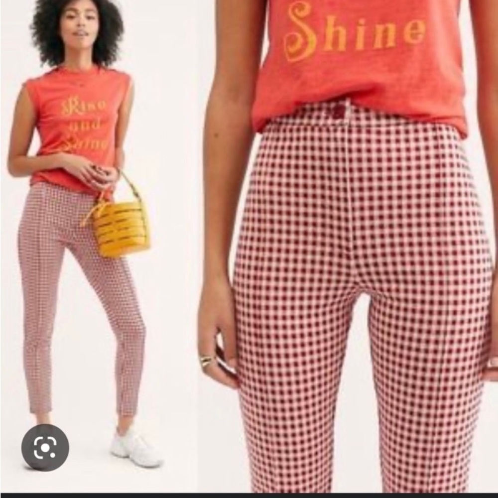 Free people Red Gingham Pants high rise